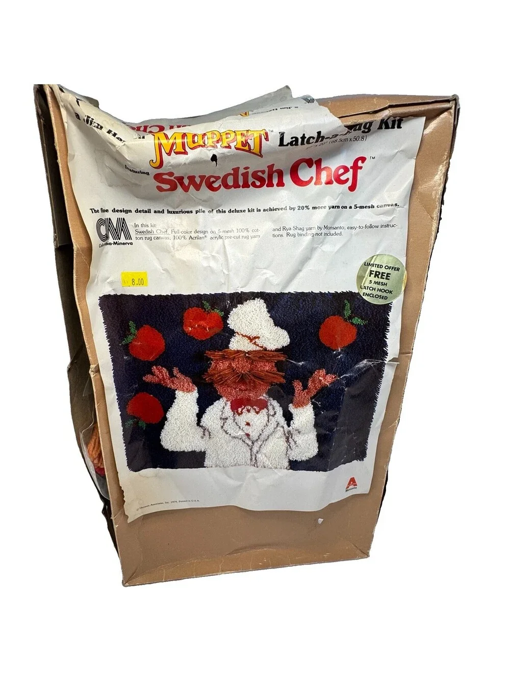 1979 Muppets Swedish Chef K3640 Latch Hook Rug Kit Columbia Minerva Vintage